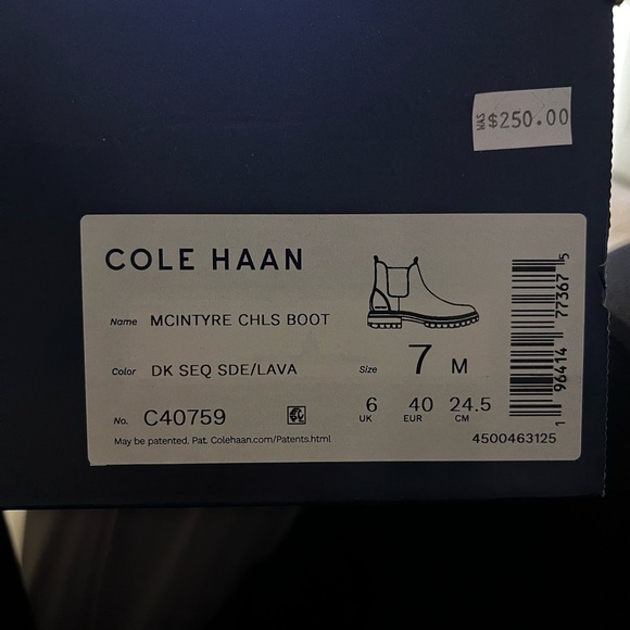 Cole Haan McIntyre Chelsea Boot Dark Suede Sequoia Lava Men’s Size 7 - Picture 7 of 12